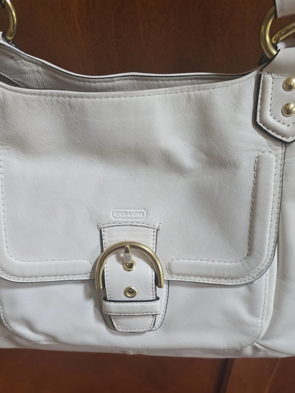 Coach Cream Shoulder Bag with Buckle Detail - Picture 2 of 5